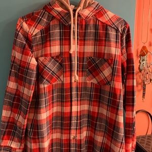 Flannel hood shirt